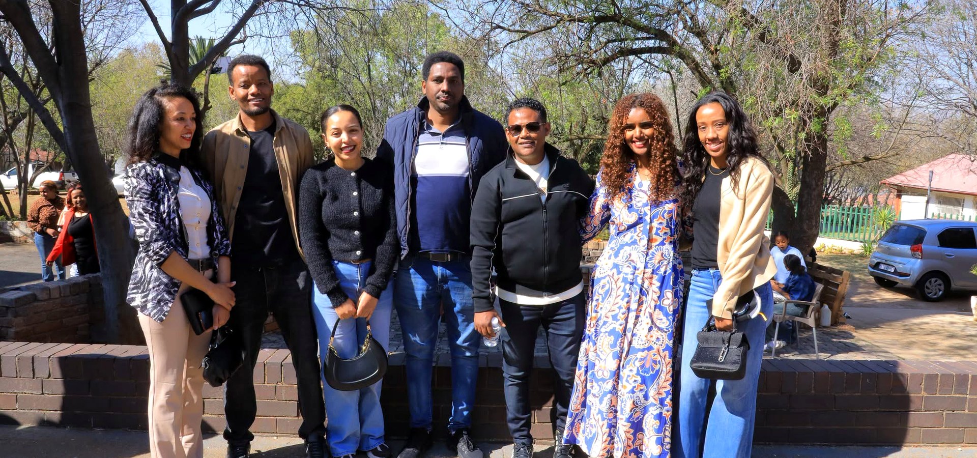 Church members connecting outside